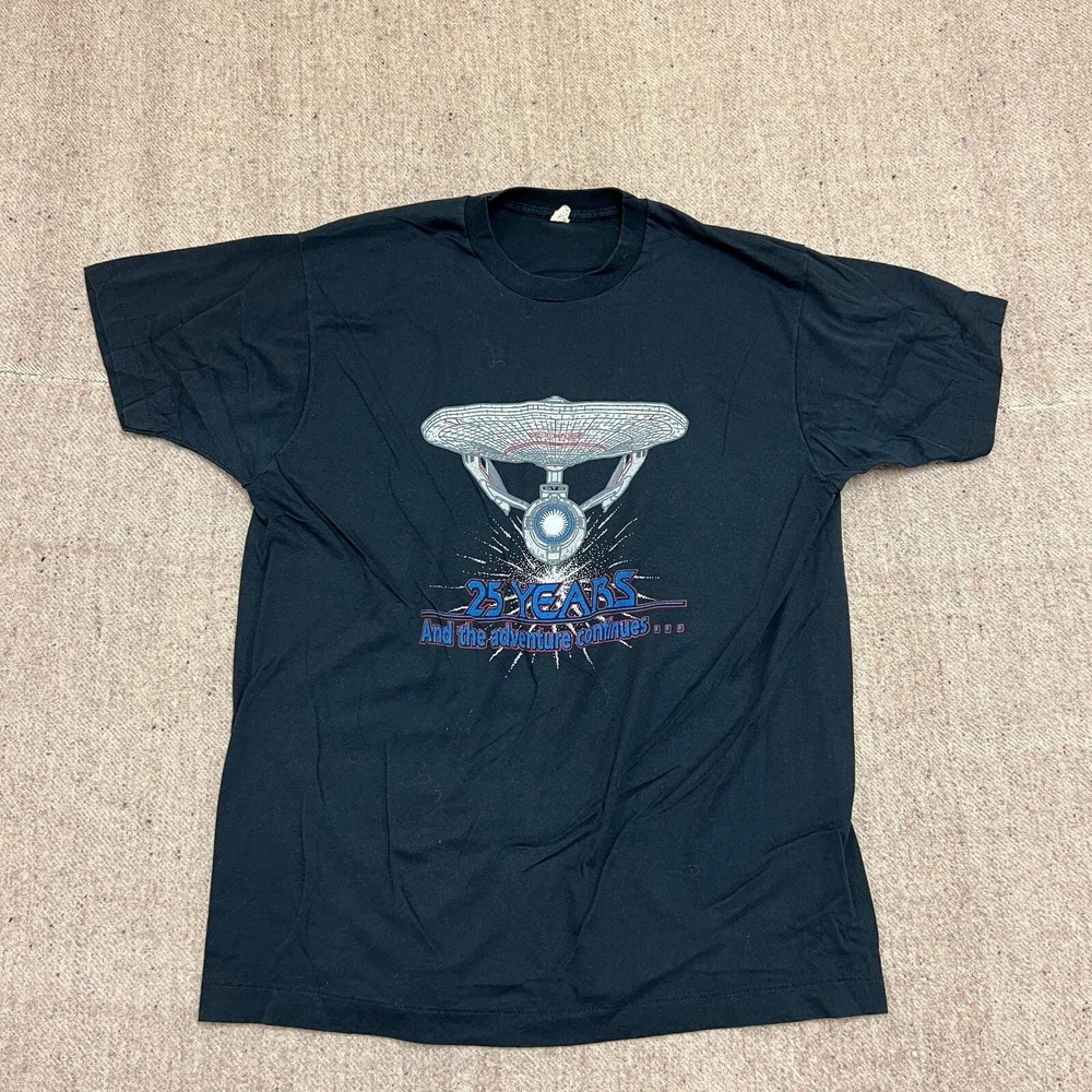 Vintage Star Trek Shirt Mens‎ Large Black 1990s 25 Year Anniversary